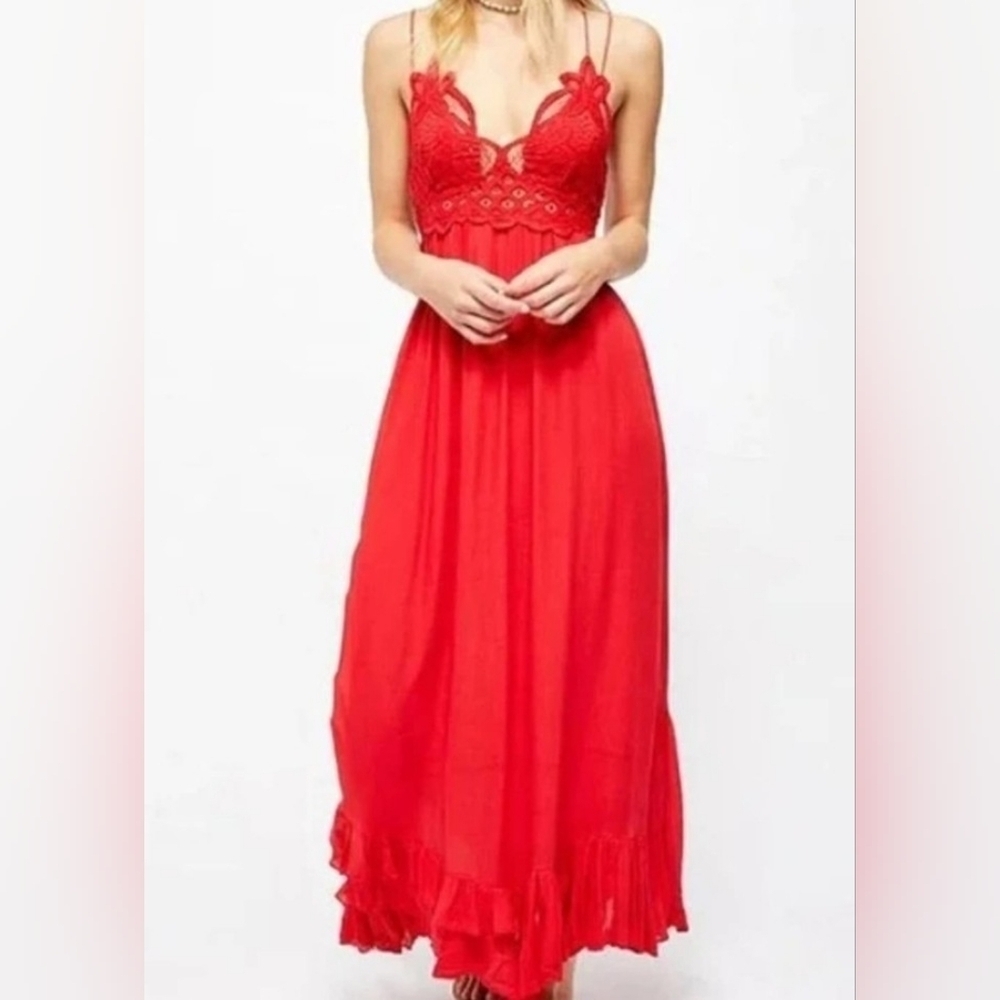 FP One Adella Maxi Slip Dress Red Size Large. - Picture 3 of 14